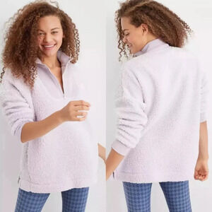 Aerie Dream Sherpa Quarter Zip Sweatshirt Pullover Purple XS